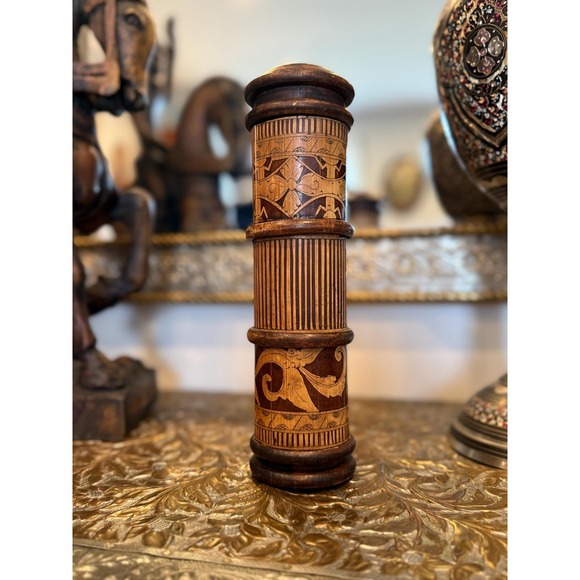 The Unbranded Brand Other - Vintage Lombok Bamboo Lidded Container, Hand Made in Indonesia, 10"‎